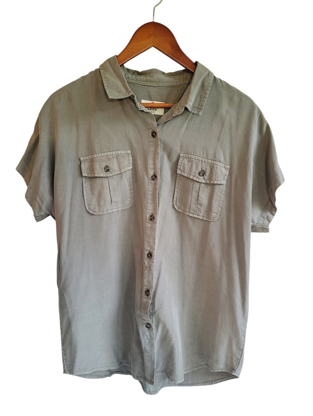 Marine Layer 100% Tencel Short-Sleeve Button-Down Men's Shirt Green Medium